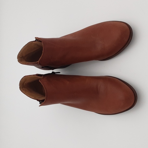 Lucky Brand Ankle Booties Leather Brown 9M Casual Office Vacation Y2K Festival - Picture 3 of 13